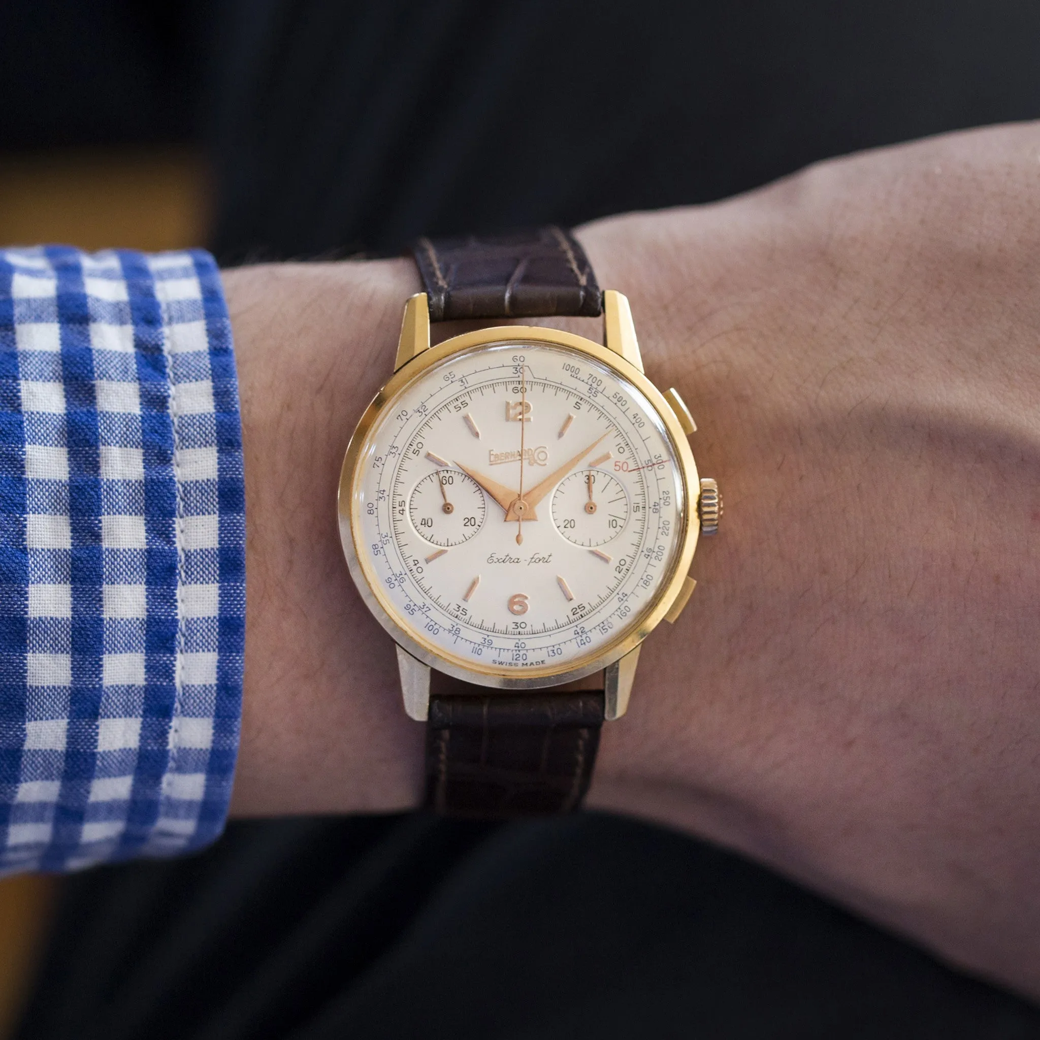 1950s Eberhard & Co. Extra-Fort Chronograph In Rose Gold