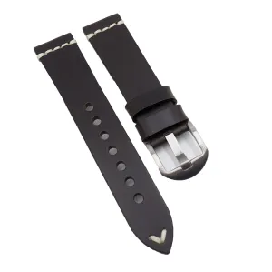 20mm Vintage Style Dark Green Waxed Calf Leather Watch Strap