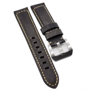 22mm, 24mm Shadow Gray Calf Leather Watch Strap For Panerai