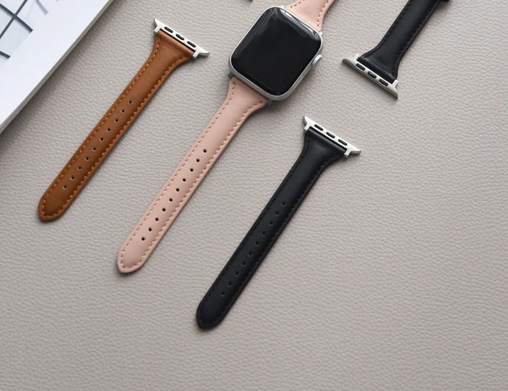 Apple Watch 41mm / 40mm / 38mm | Slim Leather Bands |Orange