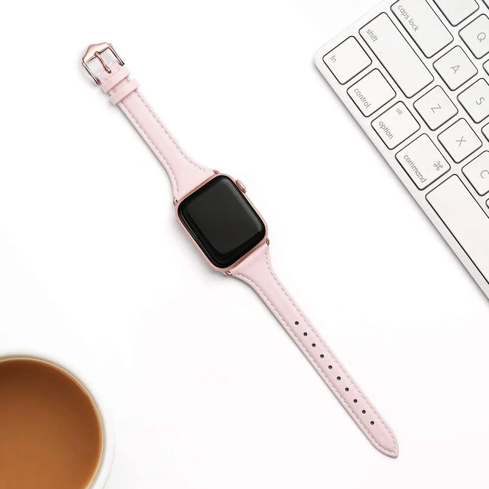 Apple Watch 41mm / 40mm / 38mm | Slim Leather Bands |Orange
