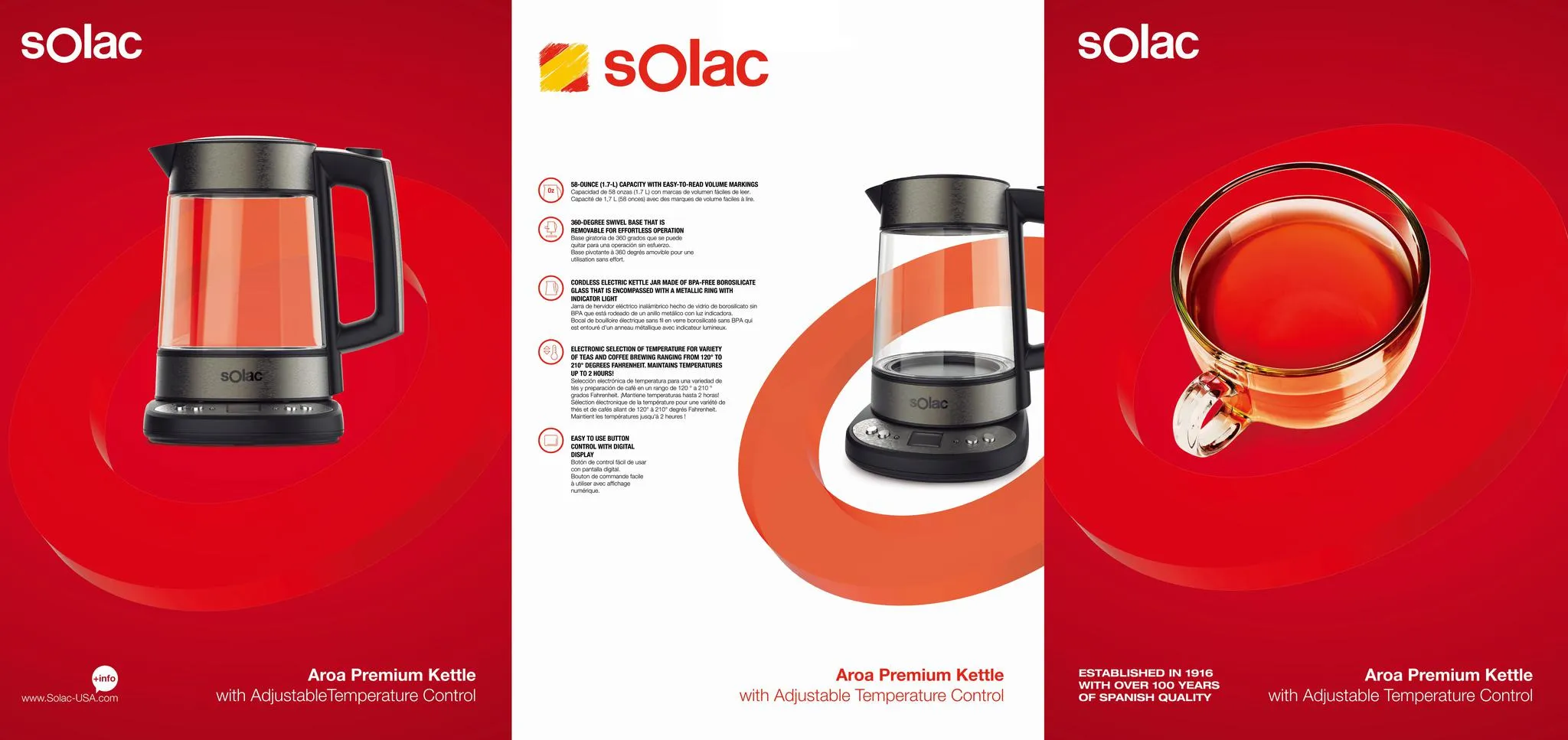 AROA Premium Cordless Glass Kettle