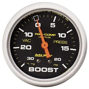 Auto Meter Pro-Comp Liquid-Filled Mechanical Vacuum/Boost Gauge - 2-5/8 in.