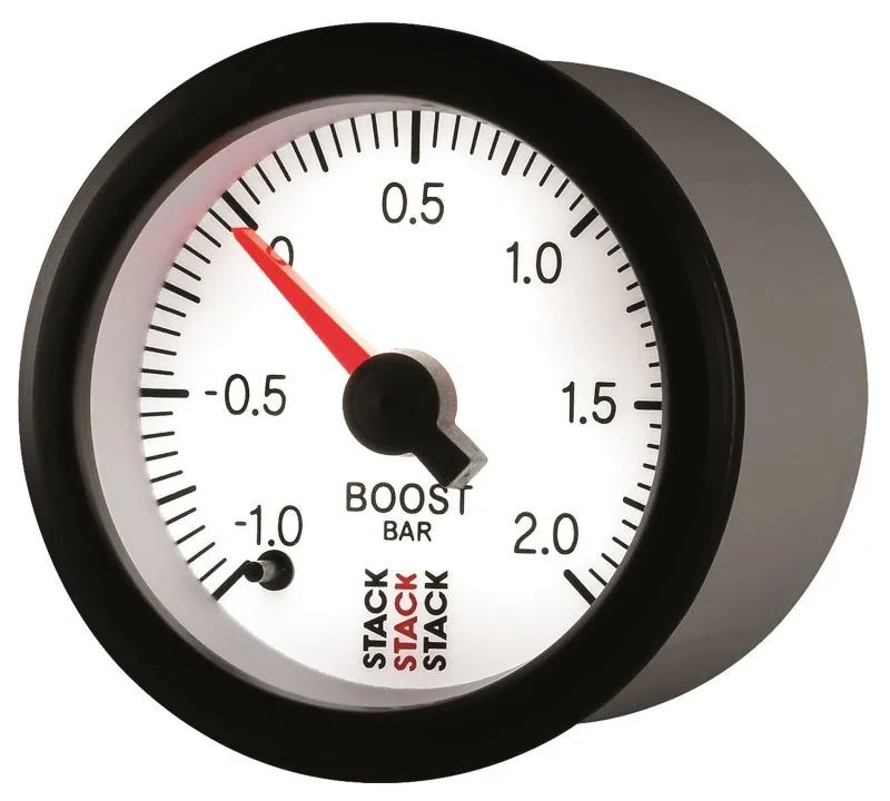 Autometer Stack 52mm -1 to  2 Bar (Incl T-Fitting) Pro Stepper Motor Boost Pressure Gauge - White