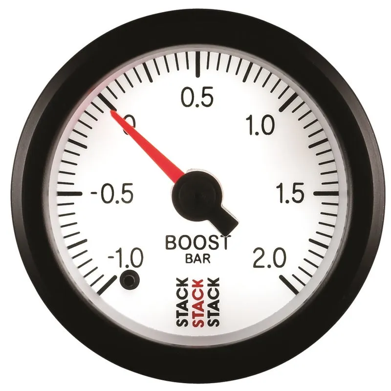Autometer Stack 52mm -1 to  2 Bar (Incl T-Fitting) Pro Stepper Motor Boost Pressure Gauge - White