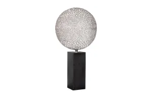 Ball Sculpture on Wood Pedestal Stainless Steel