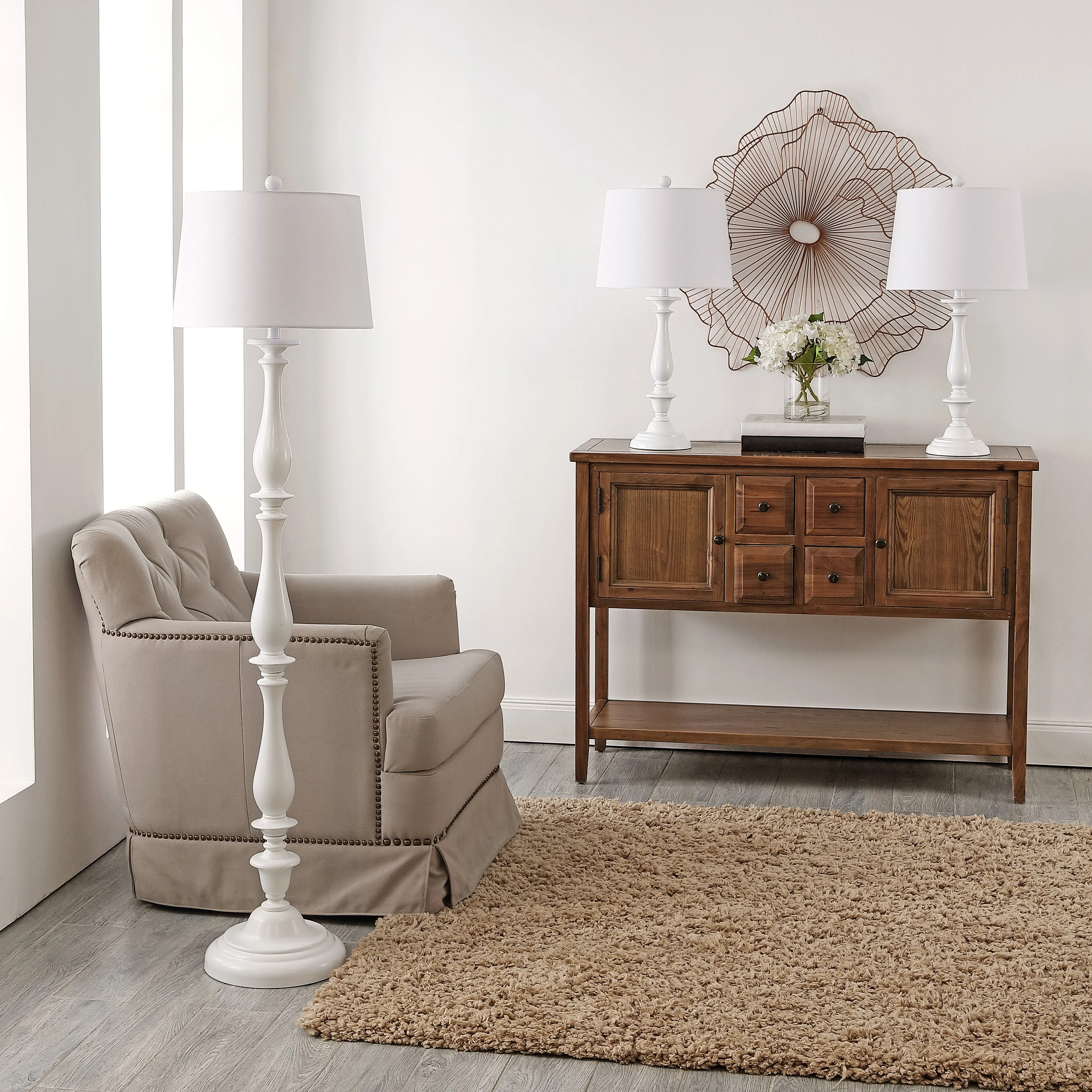 BESSIE CANDLESTICK FLOOR AND TABLE LAMP SET