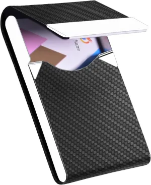 Business Card Holder with Ultra Slim Design,Business Card Case with Premium PU Leather, Suit Pocket Metal Card Holder for Women/Men,Professional Name Card Holder with Magnetic Shut (Black 1)