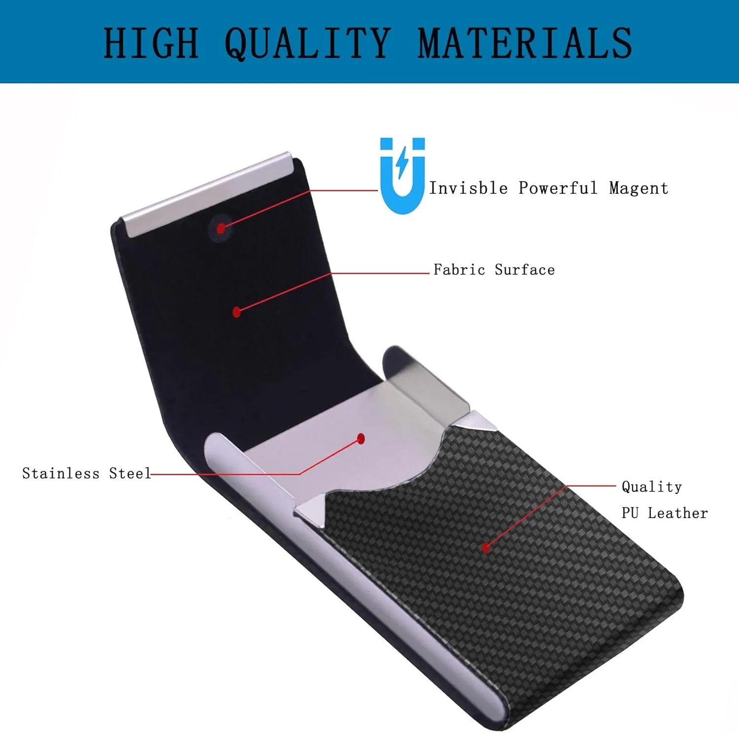 Business Card Holder with Ultra Slim Design,Business Card Case with Premium PU Leather, Suit Pocket Metal Card Holder for Women/Men,Professional Name Card Holder with Magnetic Shut (Black 1)