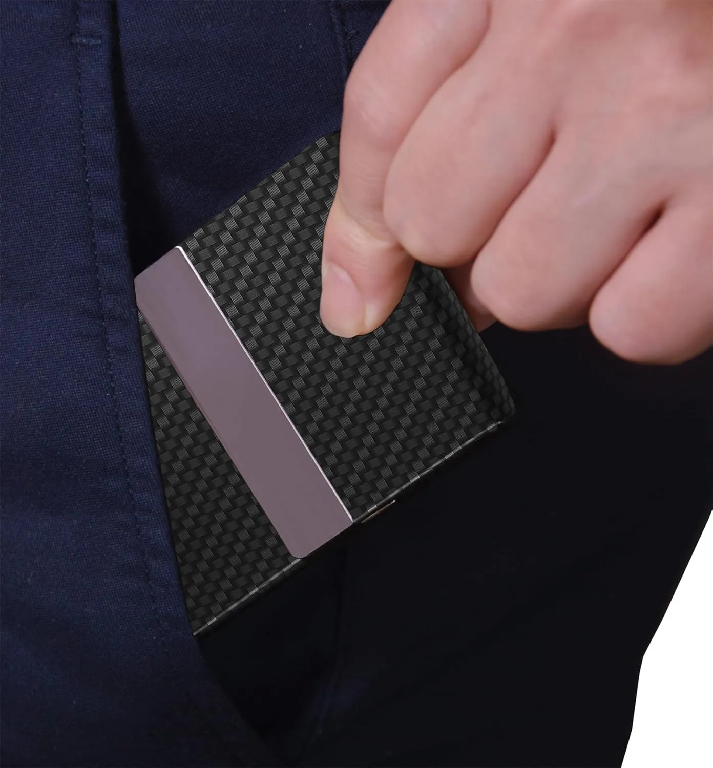 Business Card Holder with Ultra Slim Design,Business Card Case with Premium PU Leather, Suit Pocket Metal Card Holder for Women/Men,Professional Name Card Holder with Magnetic Shut (Black 1)