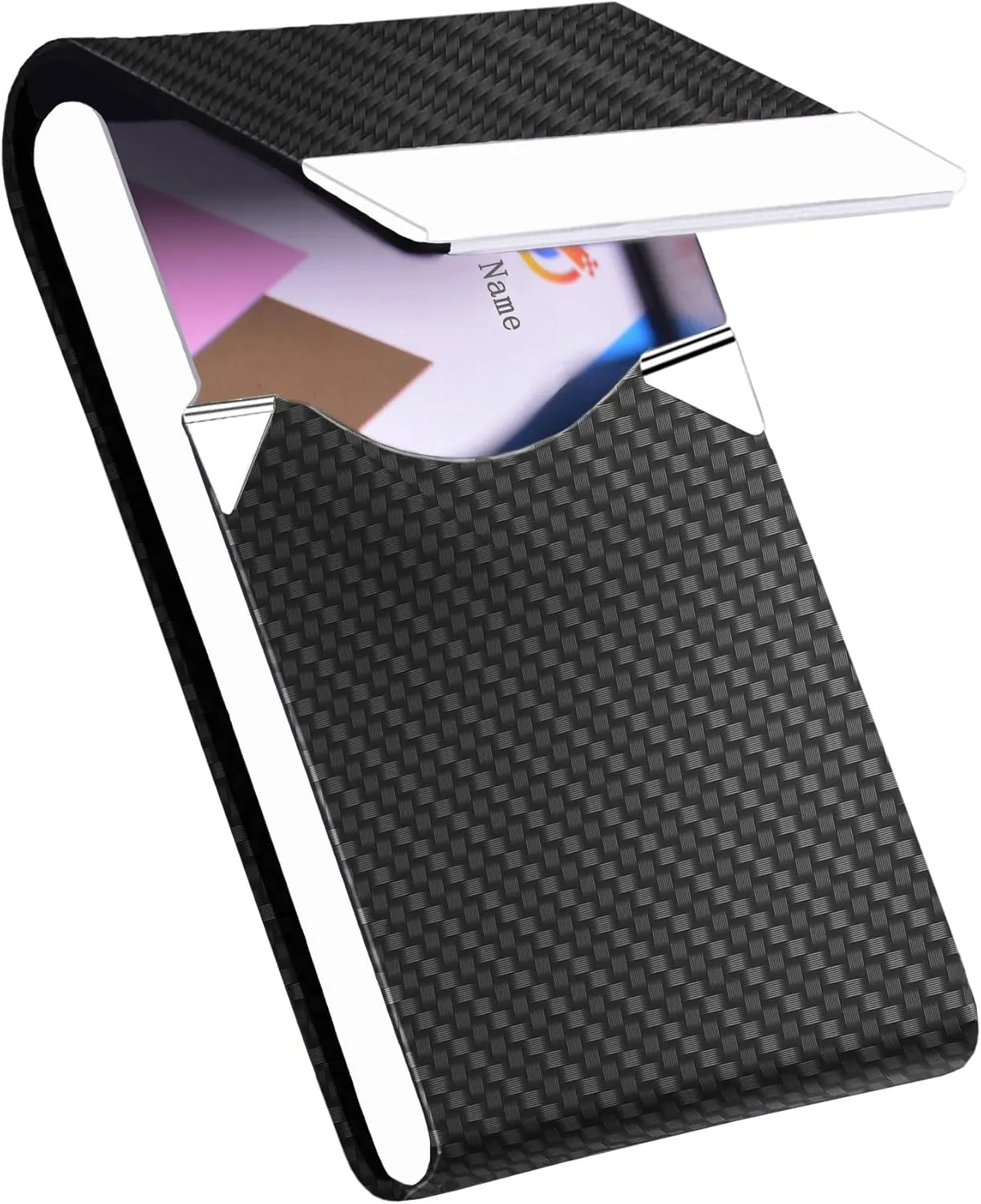 Business Card Holder with Ultra Slim Design,Business Card Case with Premium PU Leather, Suit Pocket Metal Card Holder for Women/Men,Professional Name Card Holder with Magnetic Shut (Black 1)