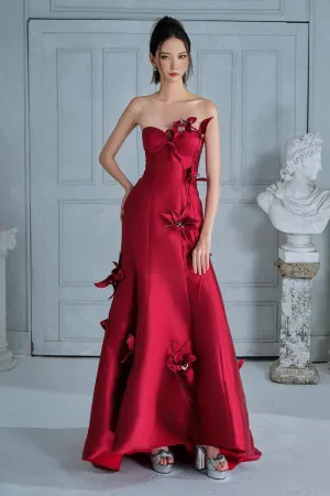 Celine Mermaid Semi-Heart Neck Taffeta Floor Length Dress