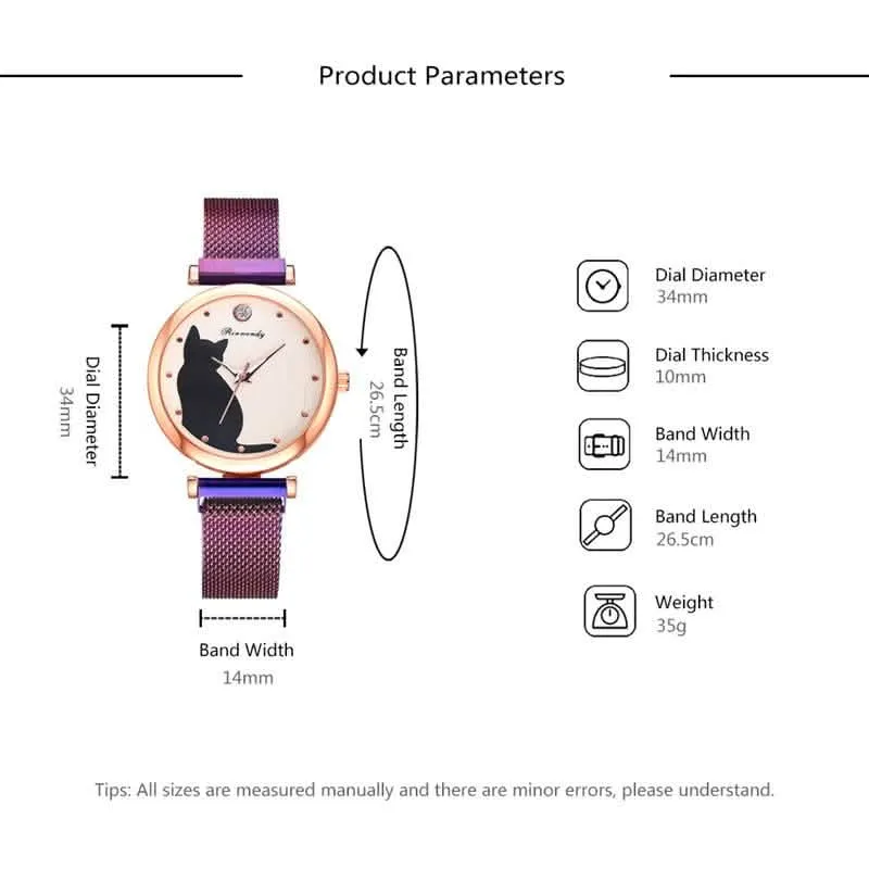 Charming Whimsical Cat Quartz Watch for Women with Elegant Alloy Mesh Band