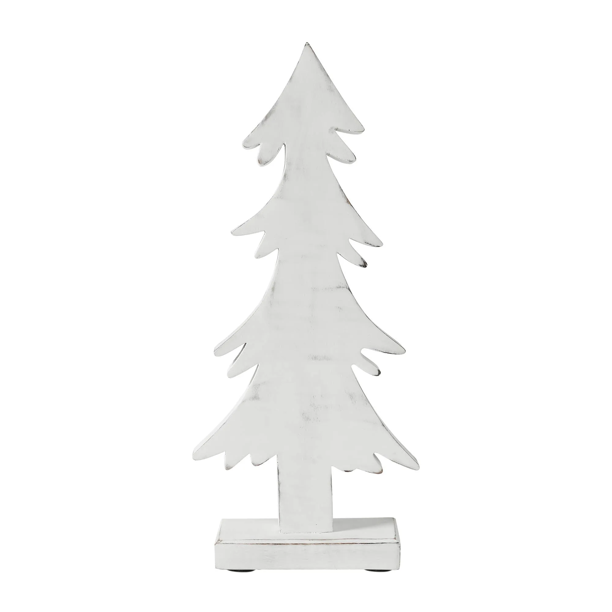 Christmas Evergreens White Wooden Figurine 16.5x7.25x2.5