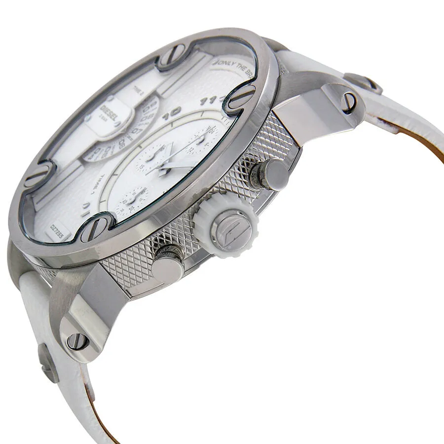 Diesel Bass Ass Chronograph White Dial White Leather Men's Watch DZ7265