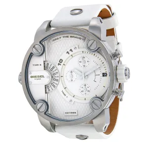Diesel Bass Ass Chronograph White Dial White Leather Men's Watch DZ7265