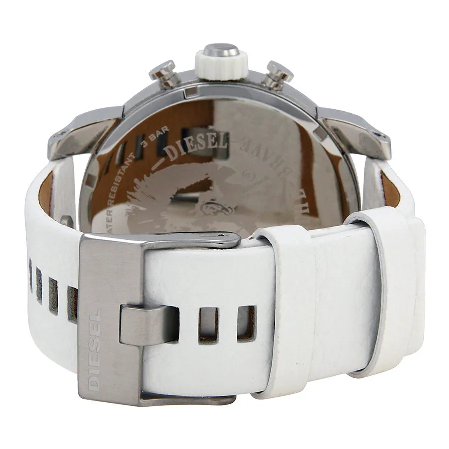 Diesel Bass Ass Chronograph White Dial White Leather Men's Watch DZ7265