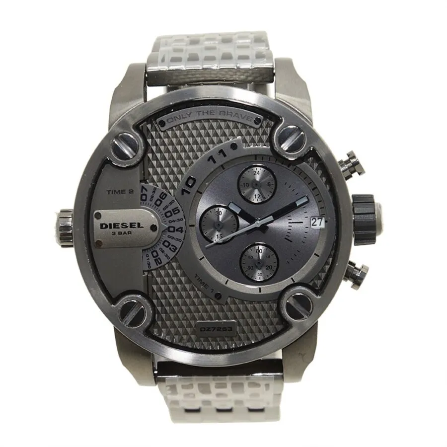 Diesel Little Daddy Dual Time Chronograph Grey Dial Steel Men's Watch DZ7263