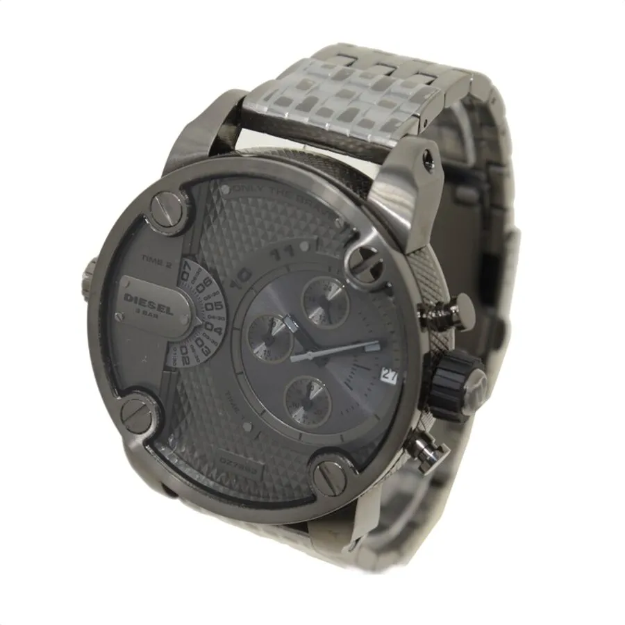 Diesel Little Daddy Dual Time Chronograph Grey Dial Steel Men's Watch DZ7263