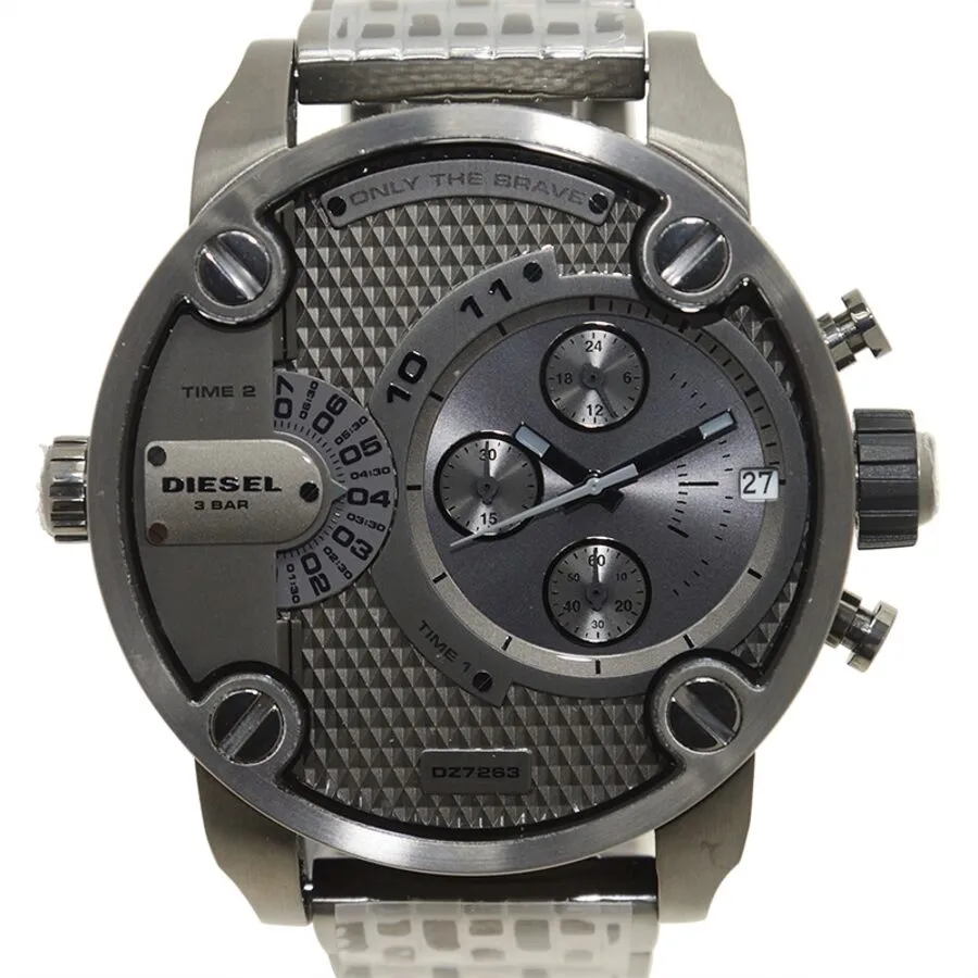 Diesel Little Daddy Dual Time Chronograph Grey Dial Steel Men's Watch DZ7263
