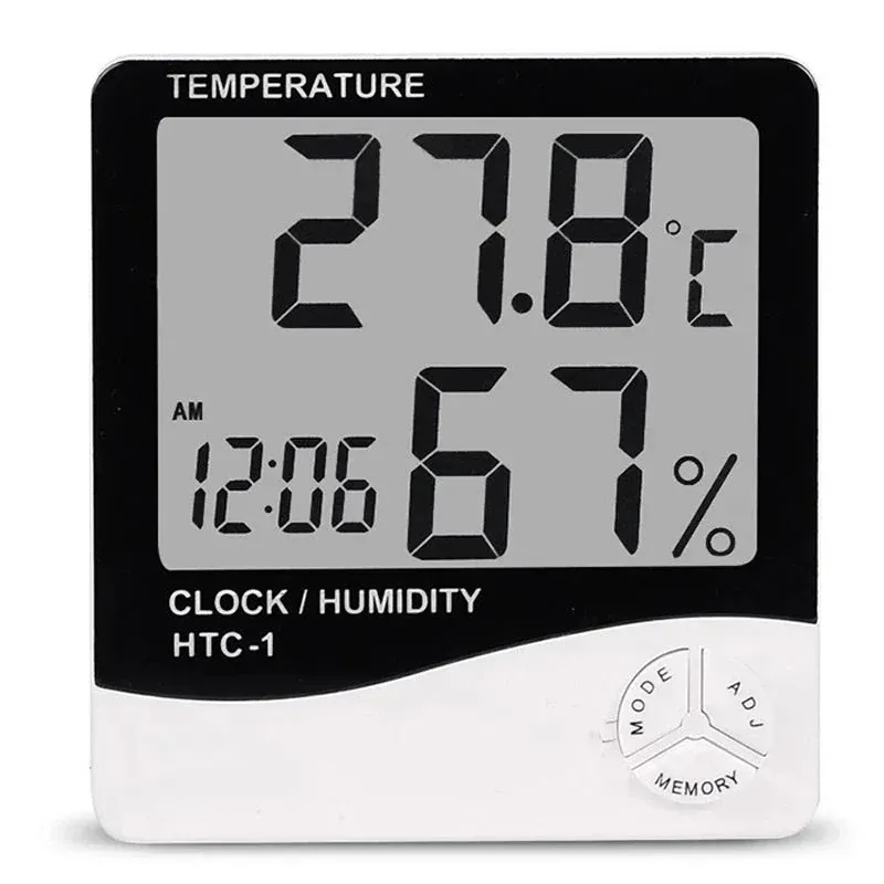 Digital Hygrometer Thermometer with LCD Clock Display