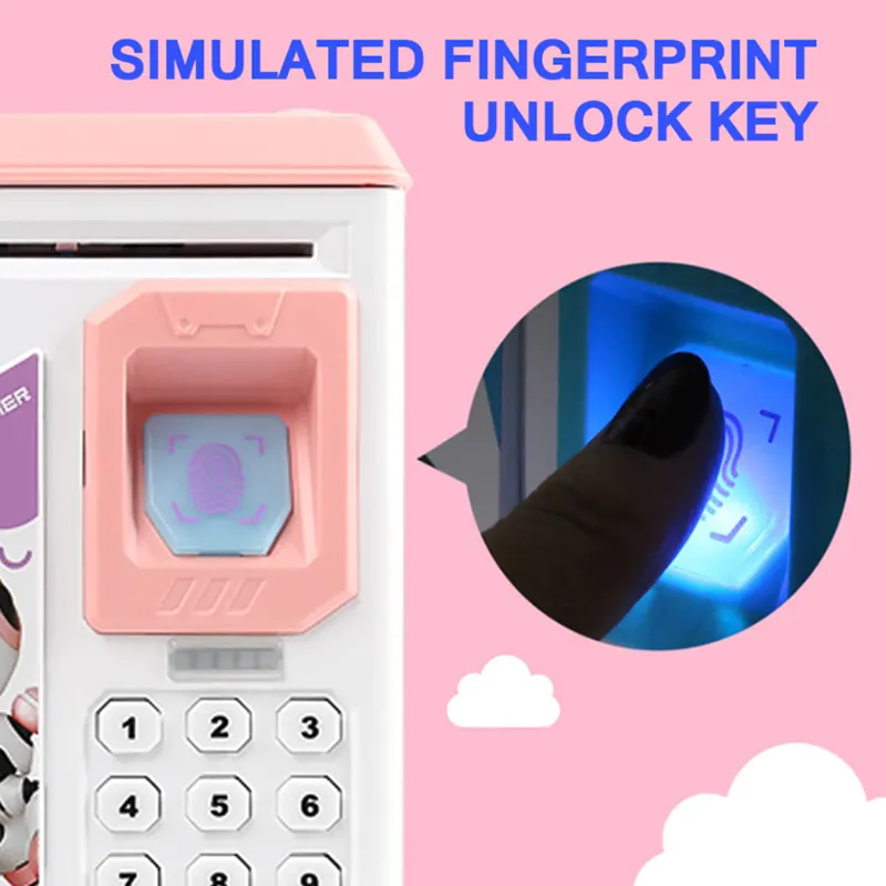 Electronic Fingerprint Piggy Bank C18-6-4 Pink