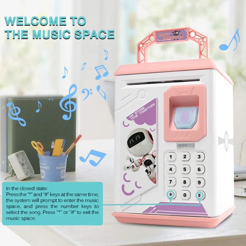 Electronic Fingerprint Piggy Bank C18-6-4 Pink