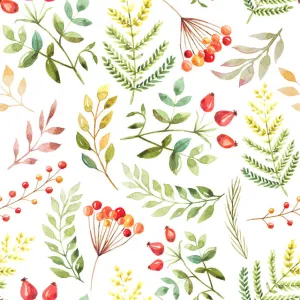 Fern Leaf Cotton Curtain Fabric - Green