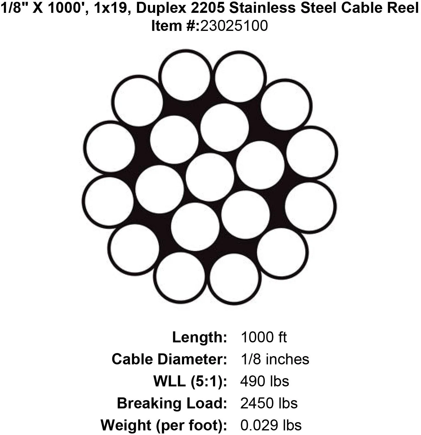 Grand Strand X 1x19 Duplex 2205 Stainless Steel Cable
