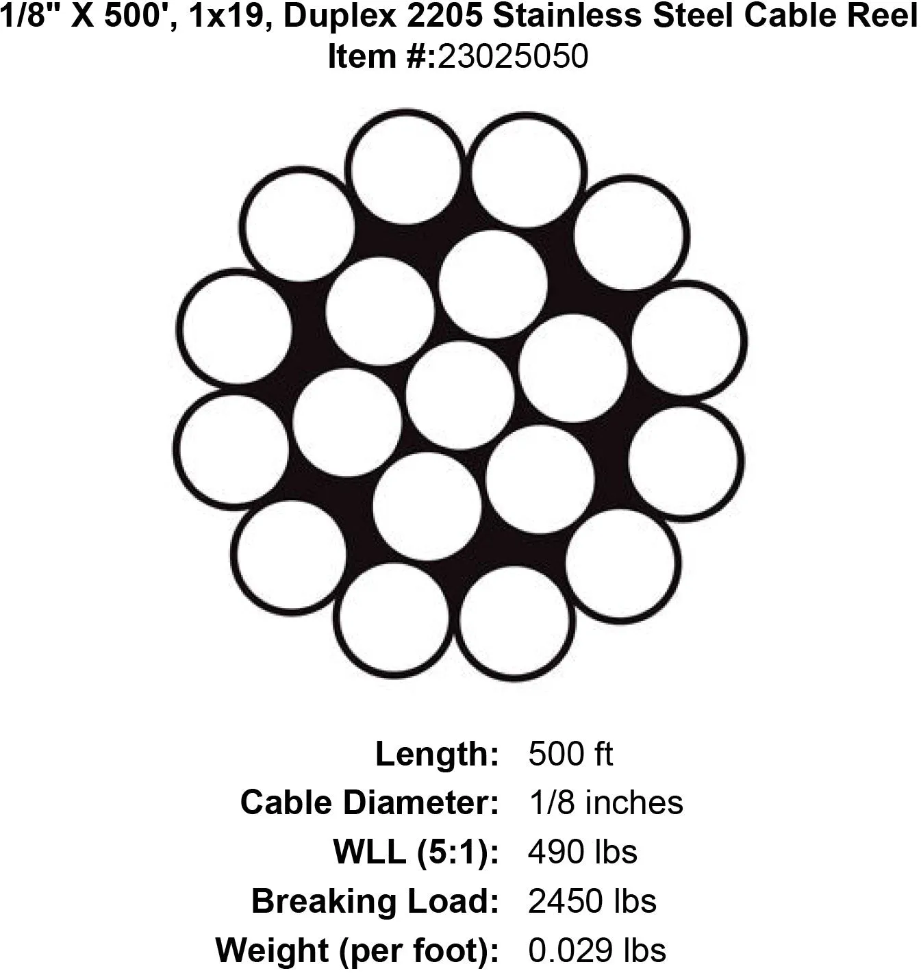 Grand Strand X 1x19 Duplex 2205 Stainless Steel Cable