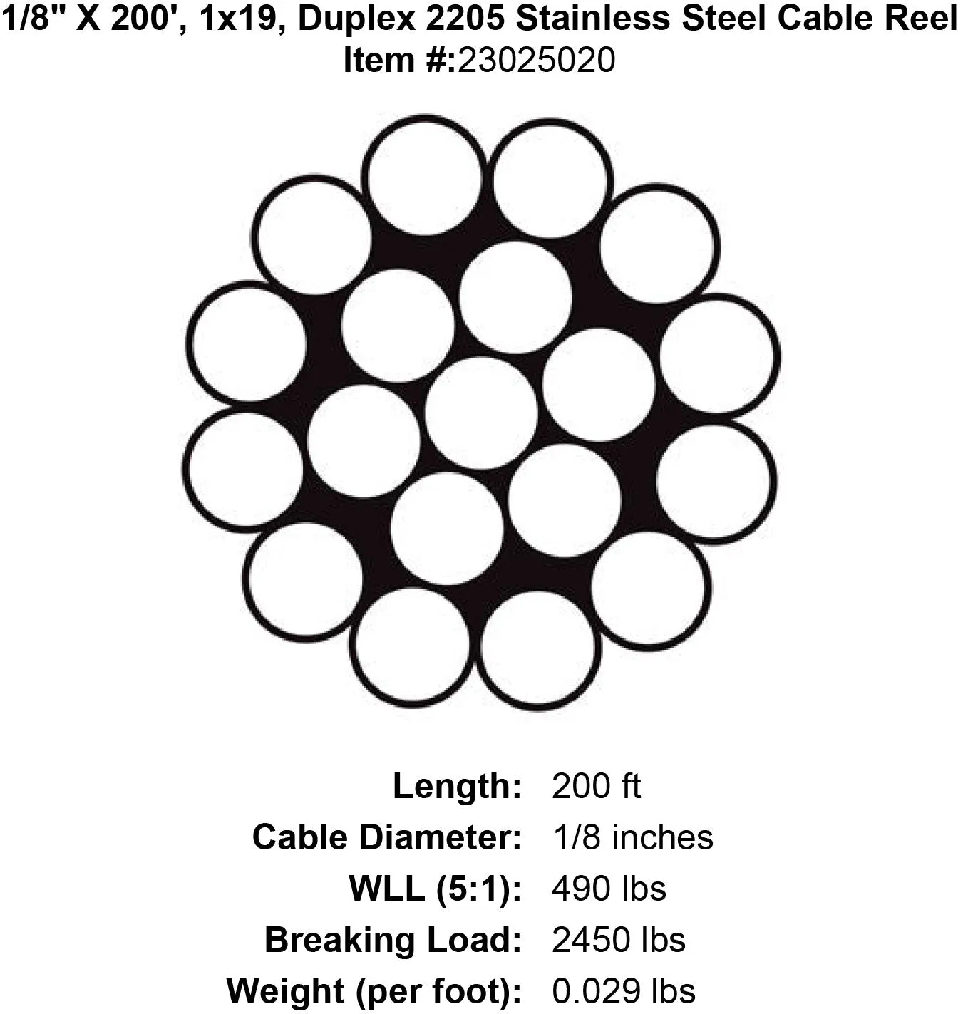 Grand Strand X 1x19 Duplex 2205 Stainless Steel Cable