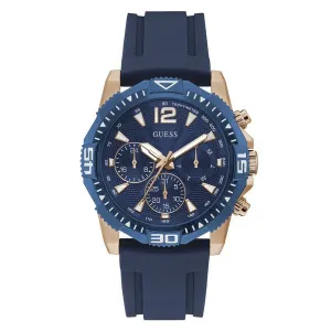 Guess Commander Blue Silicone Strap Blue Dial Chronograph Quartz Watch for Gents - GW0211G4