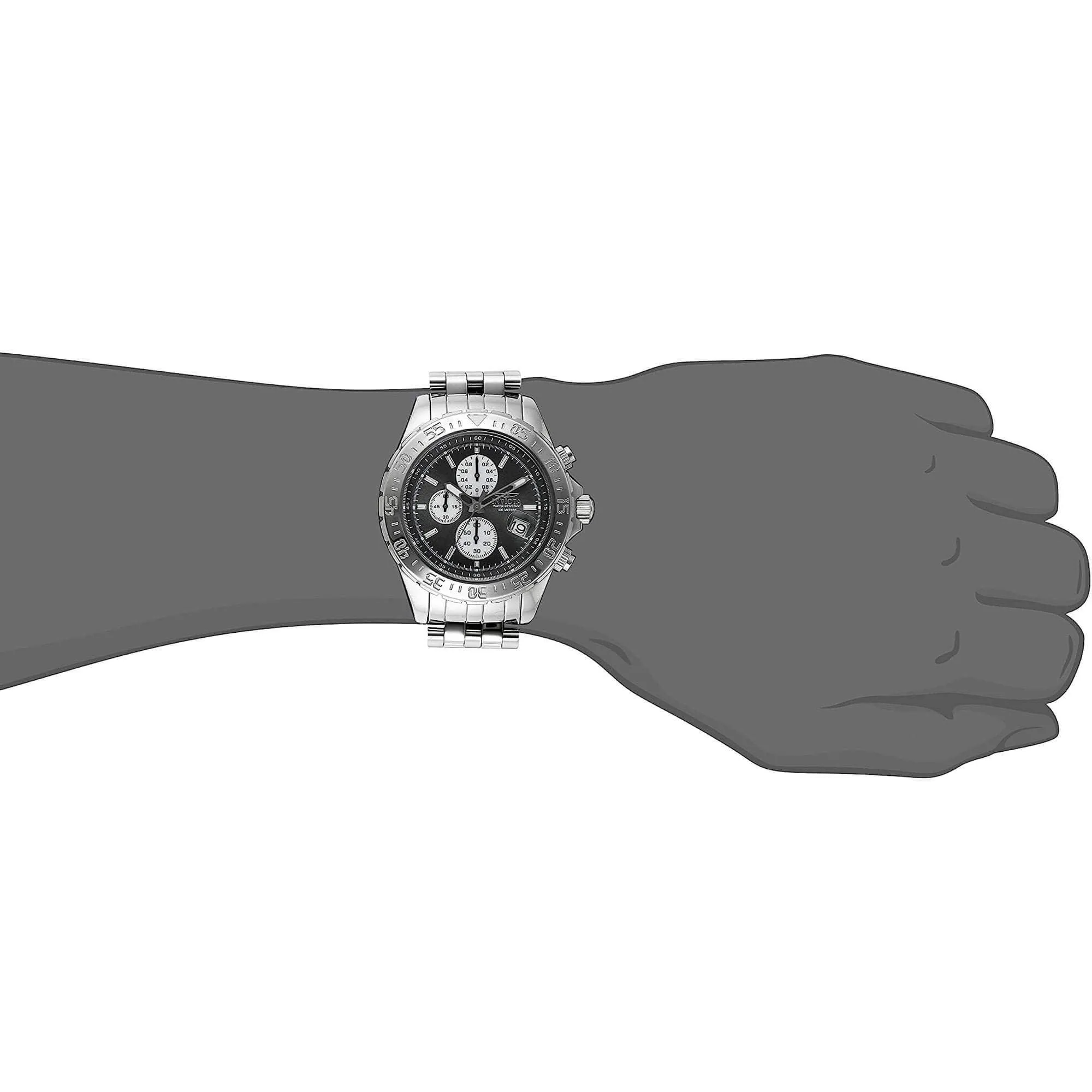 Invicta 18850 Men's Aviator Maverick Charcoal Dial Steel Bracelet Chronograph Watch