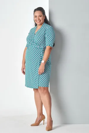 Jasmin wrap dress - green print knit
