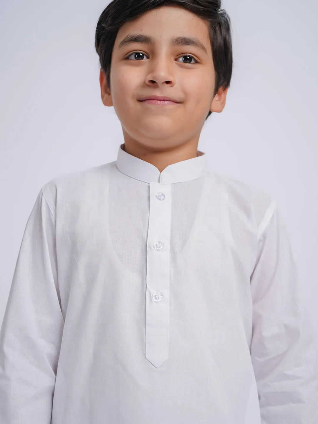 JBN Creation Boys' White Pure Cotton Kurta Pyjama Set