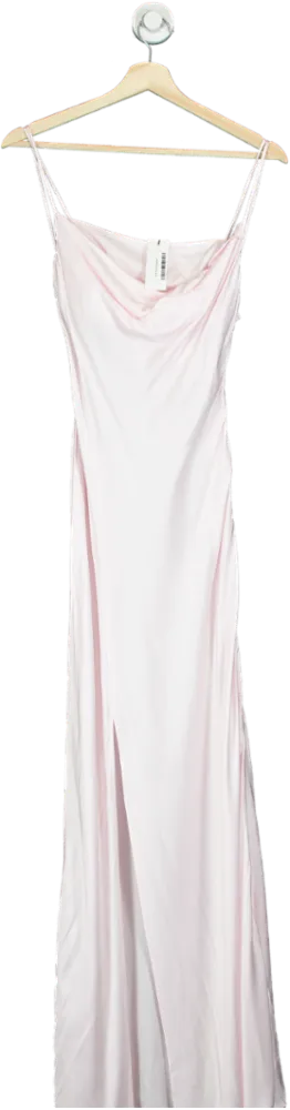 Karen Millen Pale Pink Petite Coto Viscose Satin Draped Strappy Woven Maxi UK 4