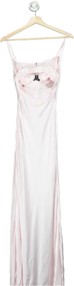 Karen Millen Pale Pink Petite Coto Viscose Satin Draped Strappy Woven Maxi UK 4