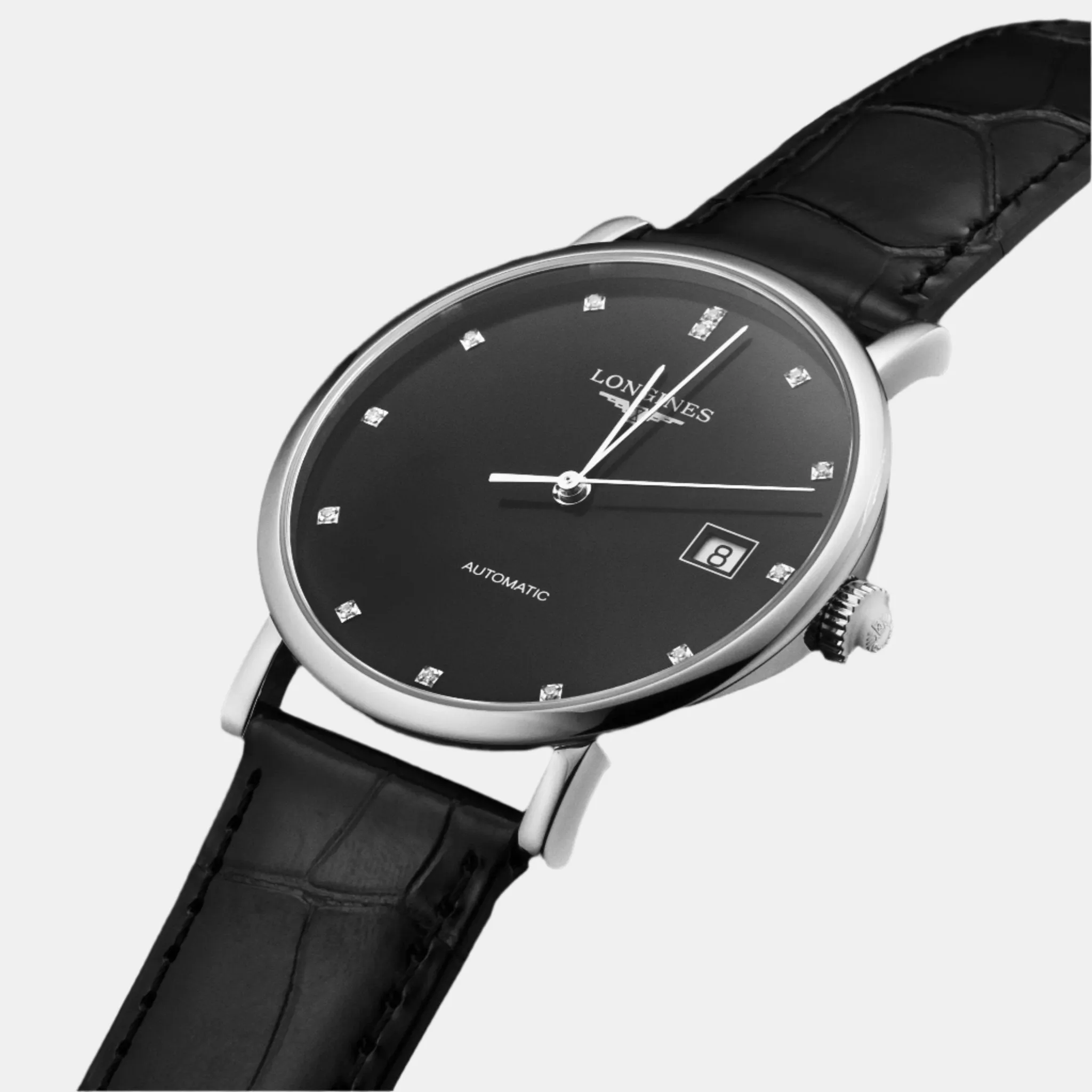 Longines Elegant Stainless Steel Diamond Automatic Men's Watch L4.809.4.11.2