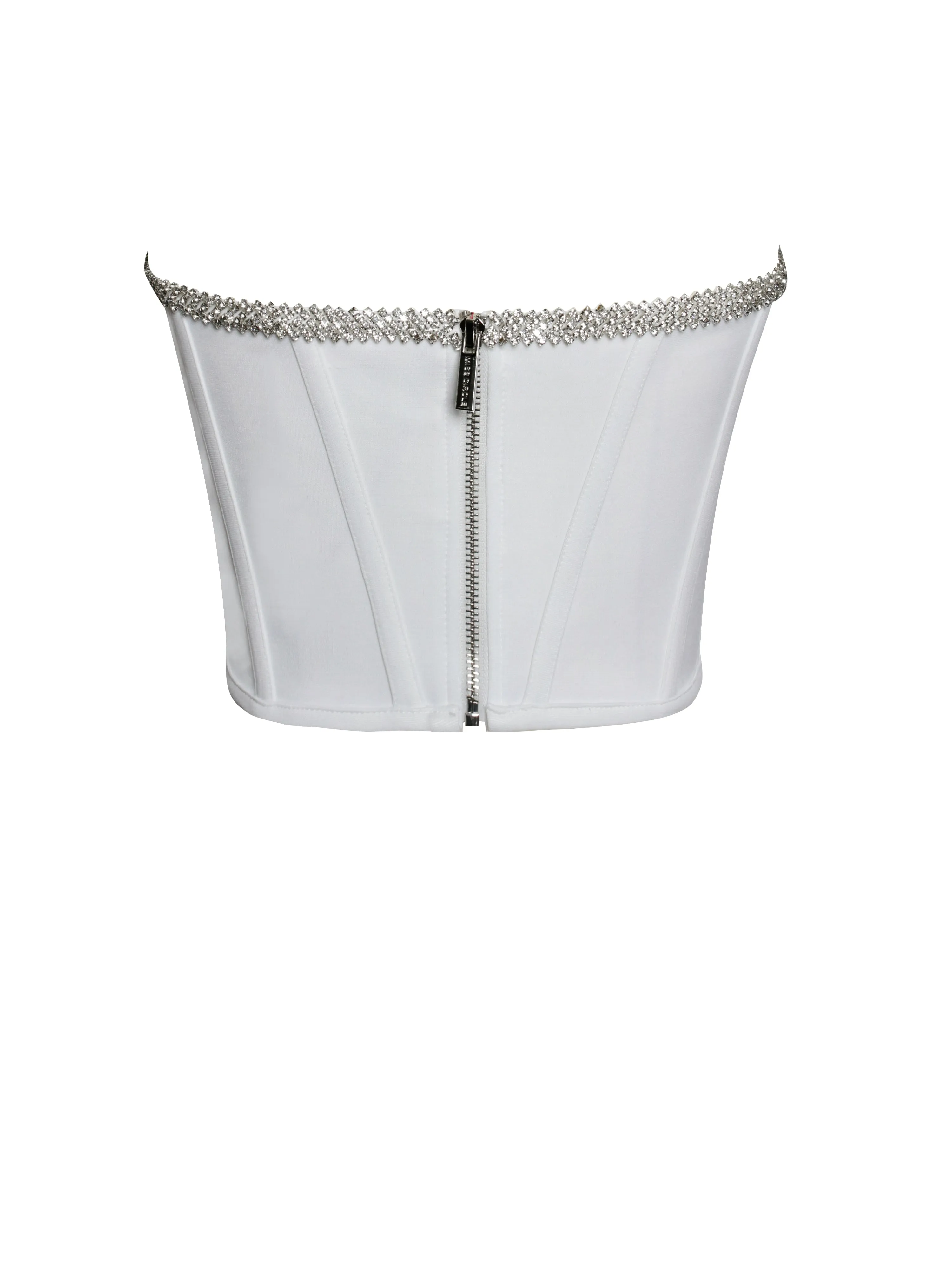 Melanie White Corset Charming Top With Crystal Trim