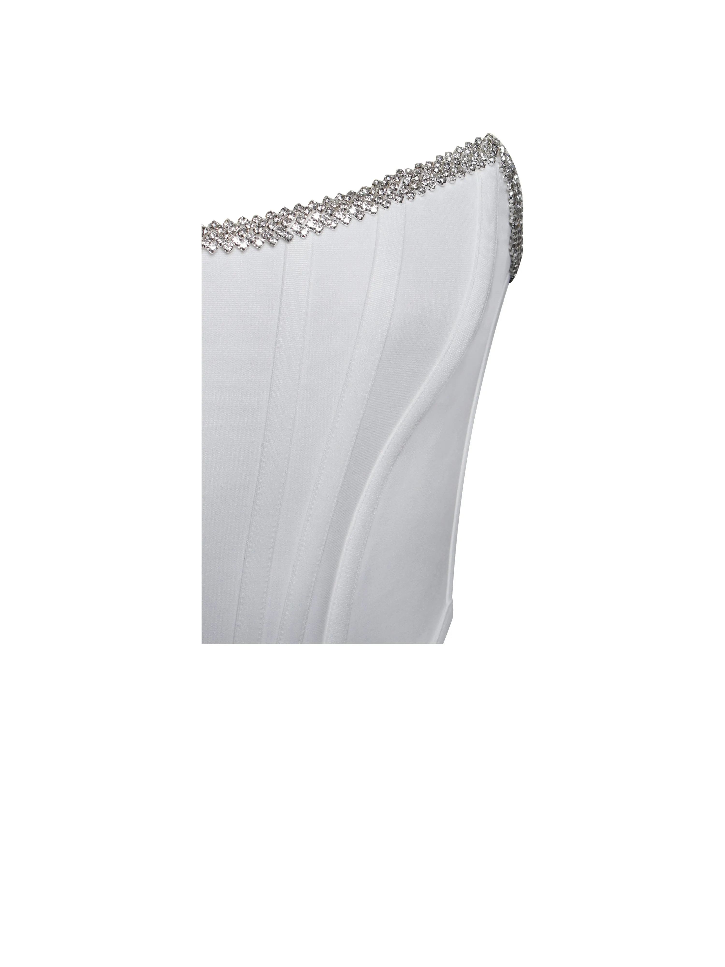 Melanie White Corset Charming Top With Crystal Trim