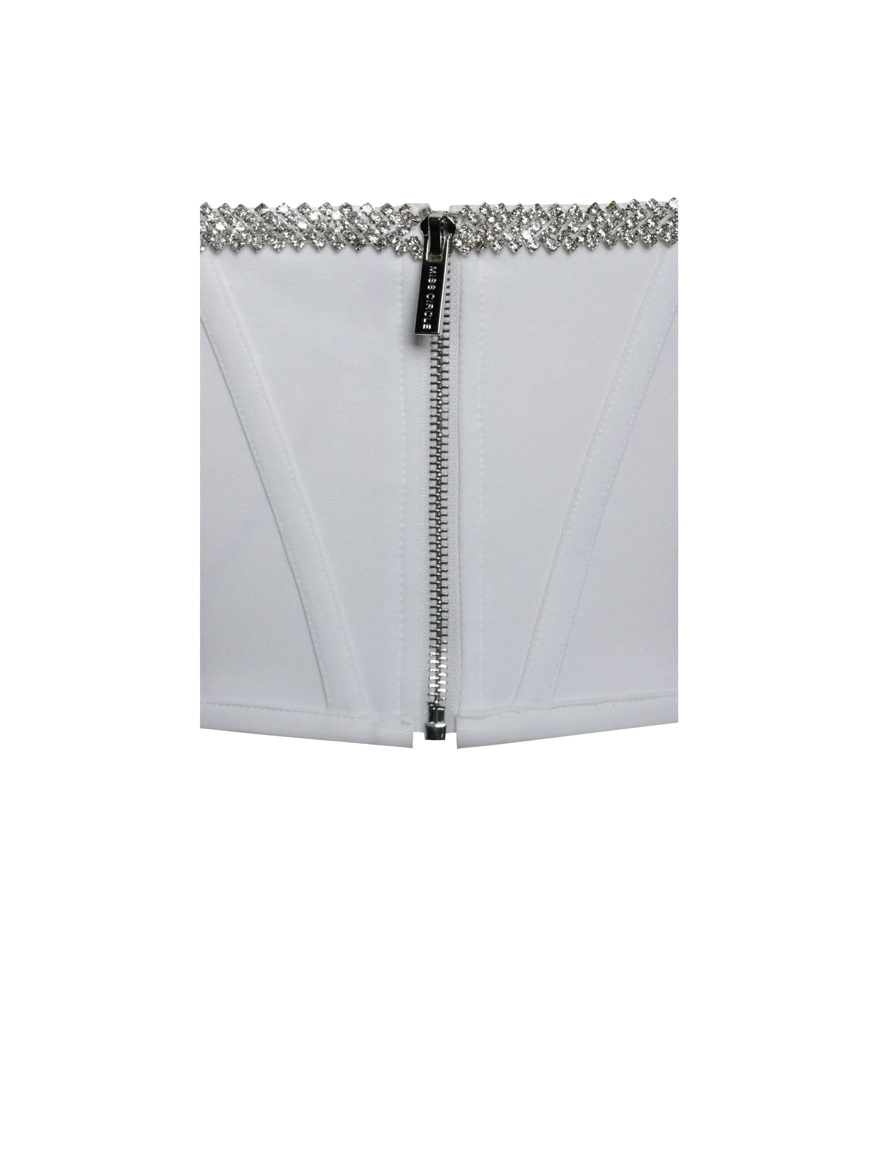 Melanie White Corset Charming Top With Crystal Trim