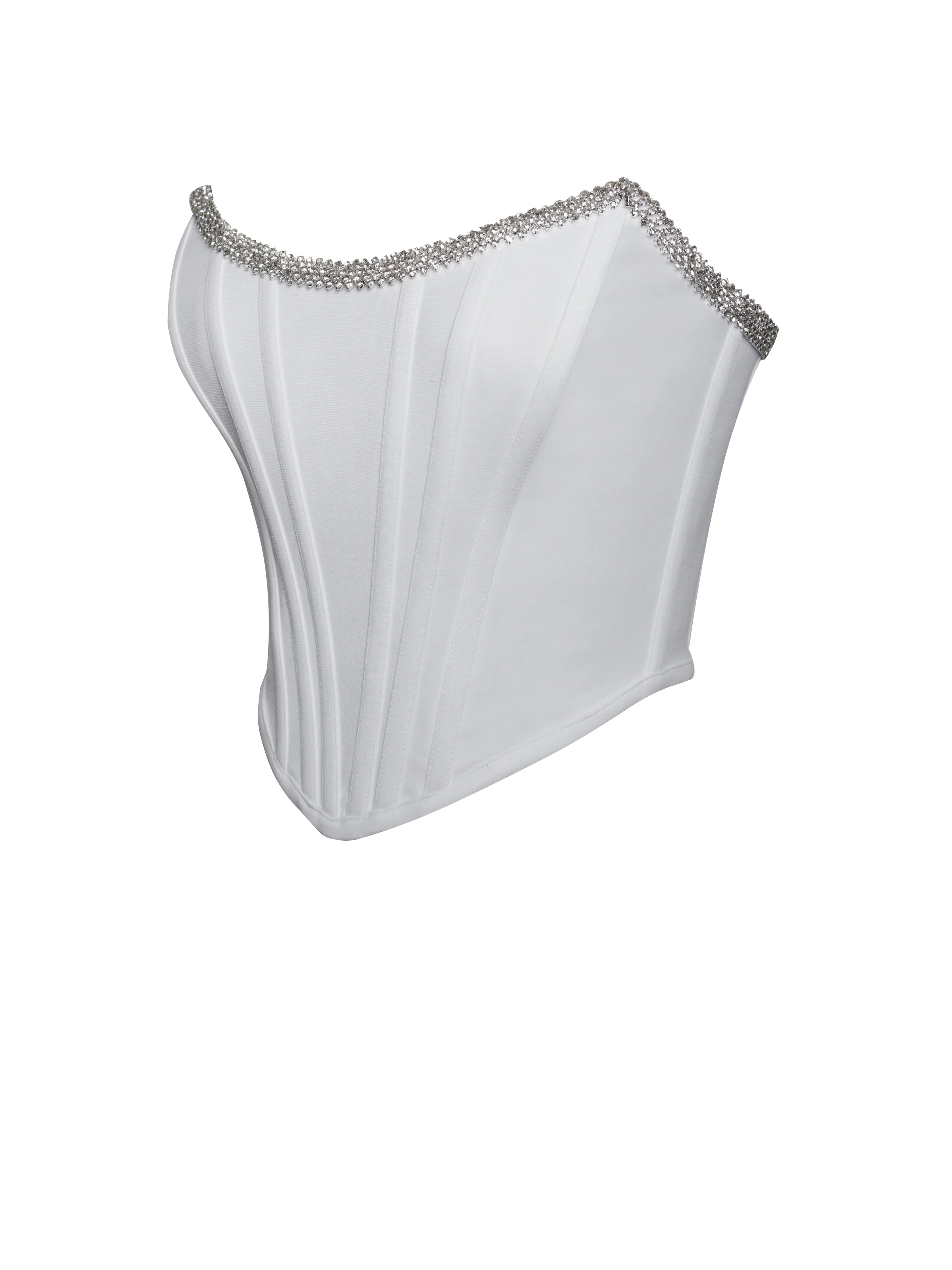 Melanie White Corset Charming Top With Crystal Trim