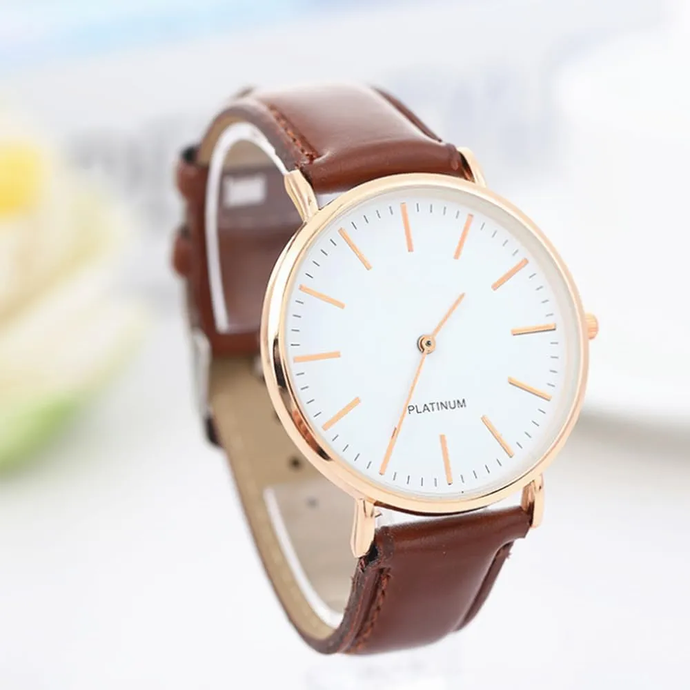 Men's Ultra Slim Watch, Minimalist Fashion Simple Analog Quartz Wrist Watch for Men Easy to Read with Leather Strap