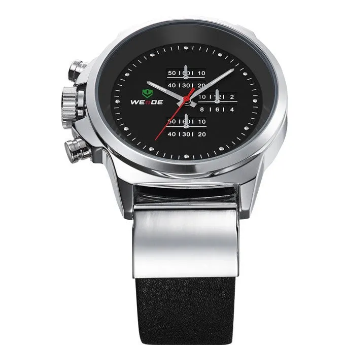 NEW WEIDE Men Watch Sports Watches Analog Display Japan Quartz Movement Waterproof Fashion Leather Strap Watches