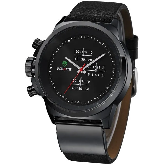 NEW WEIDE Men Watch Sports Watches Analog Display Japan Quartz Movement Waterproof Fashion Leather Strap Watches