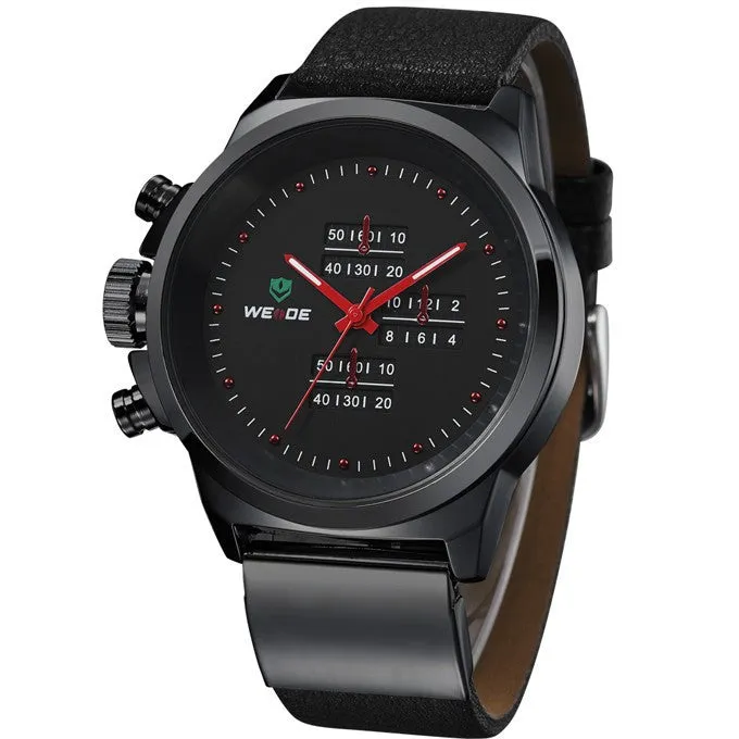 NEW WEIDE Men Watch Sports Watches Analog Display Japan Quartz Movement Waterproof Fashion Leather Strap Watches