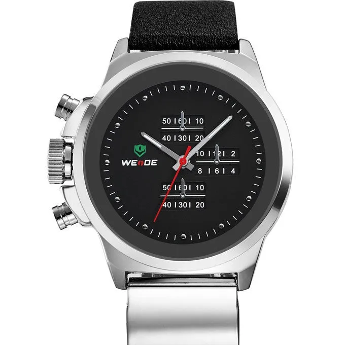 NEW WEIDE Men Watch Sports Watches Analog Display Japan Quartz Movement Waterproof Fashion Leather Strap Watches