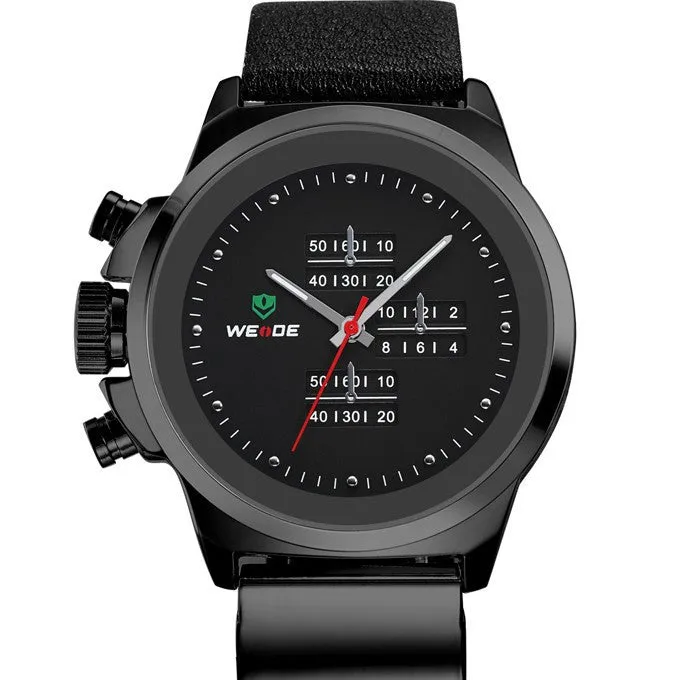 NEW WEIDE Men Watch Sports Watches Analog Display Japan Quartz Movement Waterproof Fashion Leather Strap Watches