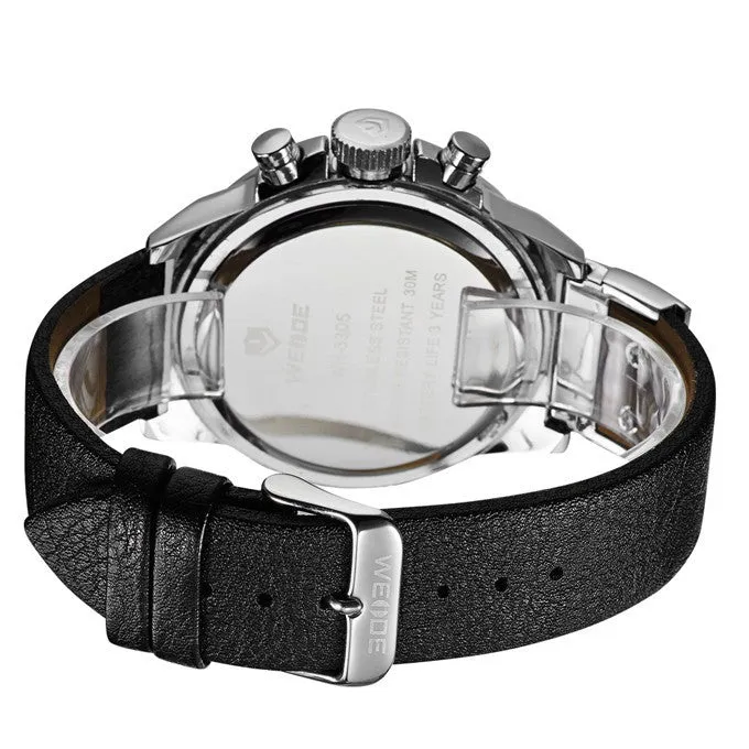 NEW WEIDE Men Watch Sports Watches Analog Display Japan Quartz Movement Waterproof Fashion Leather Strap Watches