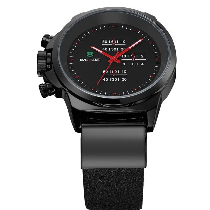 NEW WEIDE Men Watch Sports Watches Analog Display Japan Quartz Movement Waterproof Fashion Leather Strap Watches